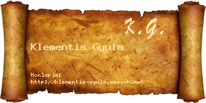 Klementis Gyula névjegykártya